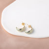 1 Pair Elegant Moon Stripe Enamel Stainless Steel 18k Gold Plated Ear Studs