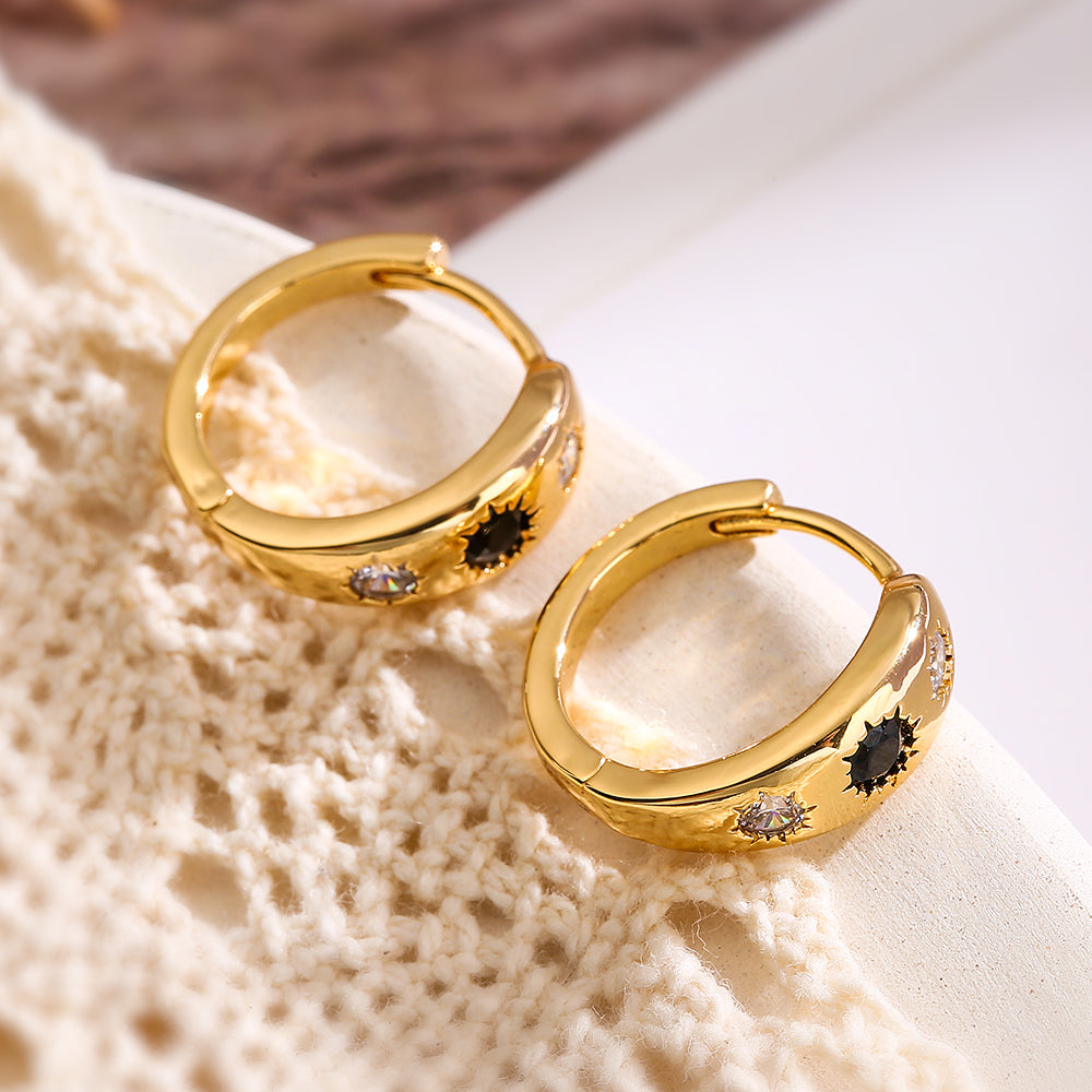 1 Pair Simple Style Commute Round Plating Inlay Copper Zircon 18k Gold Plated Earrings