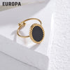 Elegant Vintage Style Oval Stainless Steel Plating Inlay Shell 14k Gold Plated Open Rings