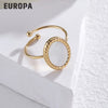 Elegant Vintage Style Oval Stainless Steel Plating Inlay Shell 14k Gold Plated Open Rings