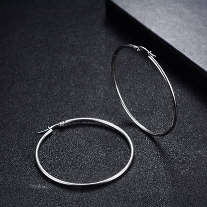 1 Pair Exaggerated Modern Style Solid Color Stainless Steel Hoop Earrings