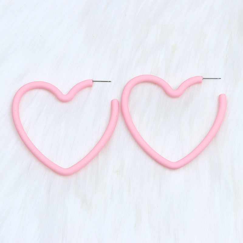 Sweet Heart Shape Arylic Spray Paint Women's Ear Studs