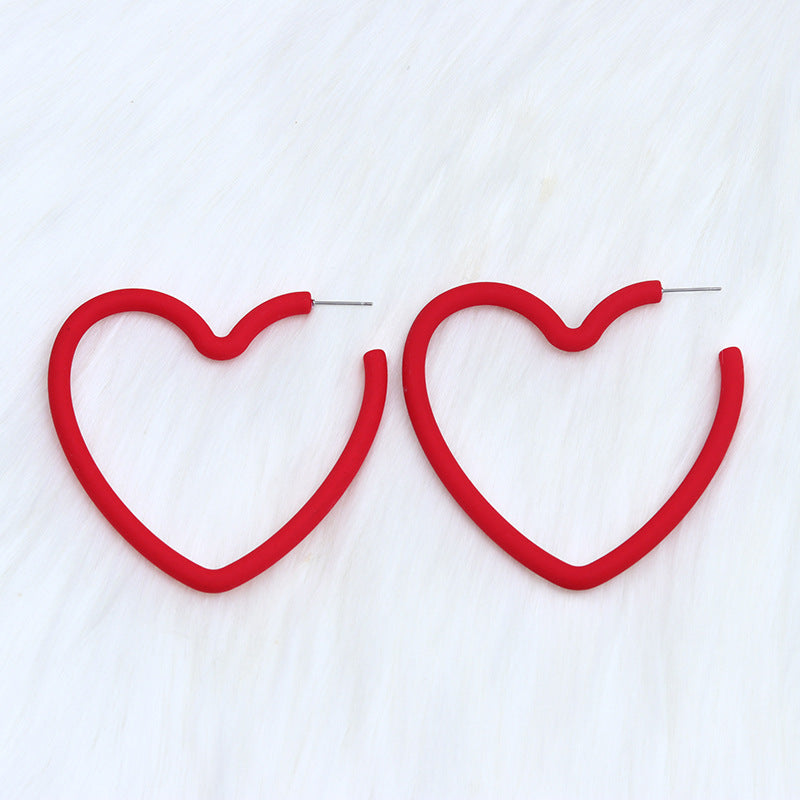 Sweet Heart Shape Arylic Spray Paint Women's Ear Studs