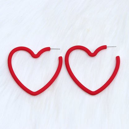 Sweet Heart Shape Arylic Spray Paint Women's Ear Studs