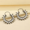 1 Pair Punk Cool Style Solid Color  Inlay Alloy Artificial Pearls Hoop Earrings Ear Studs