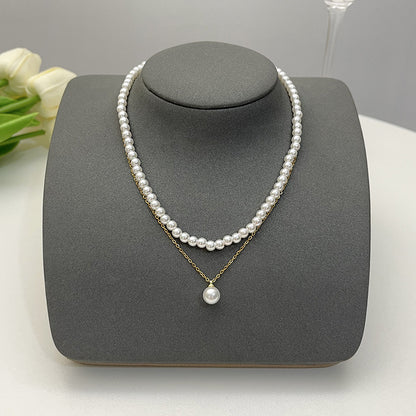 Elegant Flower Artificial Diamond Artificial Pearl Wholesale Pendant Necklace