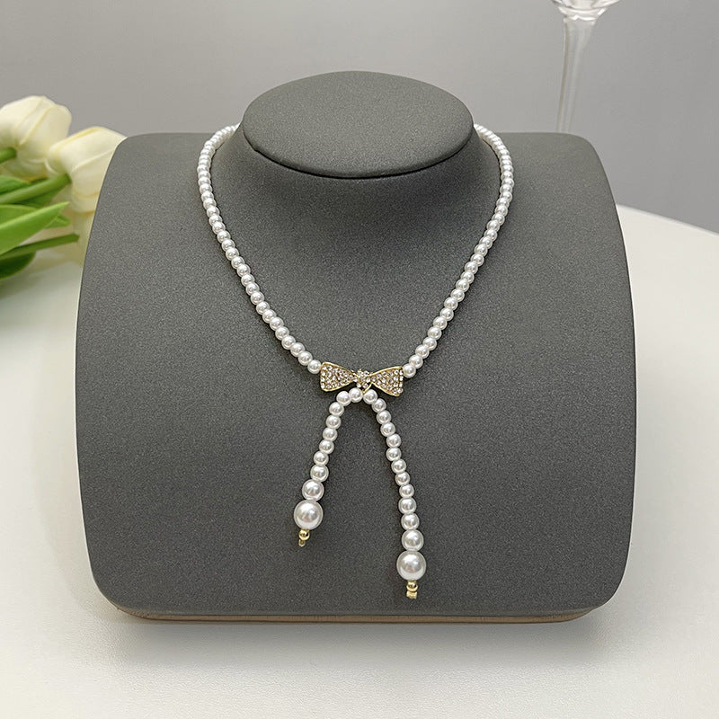 Elegant Flower Artificial Diamond Artificial Pearl Wholesale Pendant Necklace