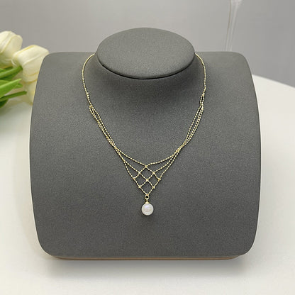 Elegant Flower Artificial Diamond Artificial Pearl Wholesale Pendant Necklace