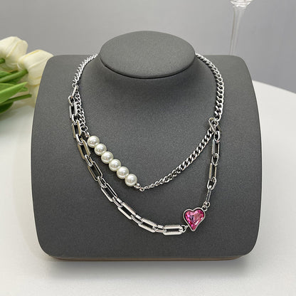 Elegant Flower Artificial Diamond Artificial Pearl Wholesale Pendant Necklace