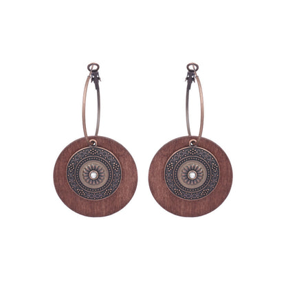 1 Pair Ethnic Style Geometric Water Droplets Tassel Wood Drop Earrings