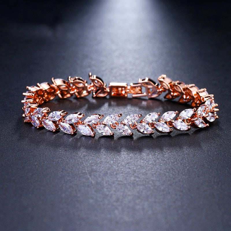 Elegant Luxurious Lady Geometric Copper Inlay Zircon Bracelets