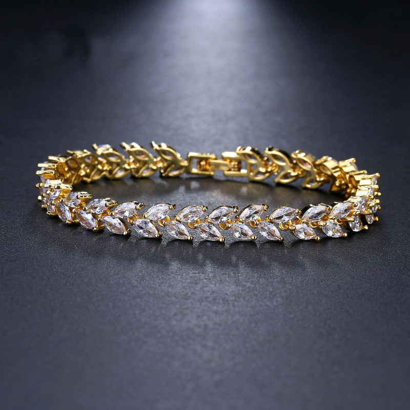 Elegant Luxurious Lady Geometric Copper Inlay Zircon Bracelets