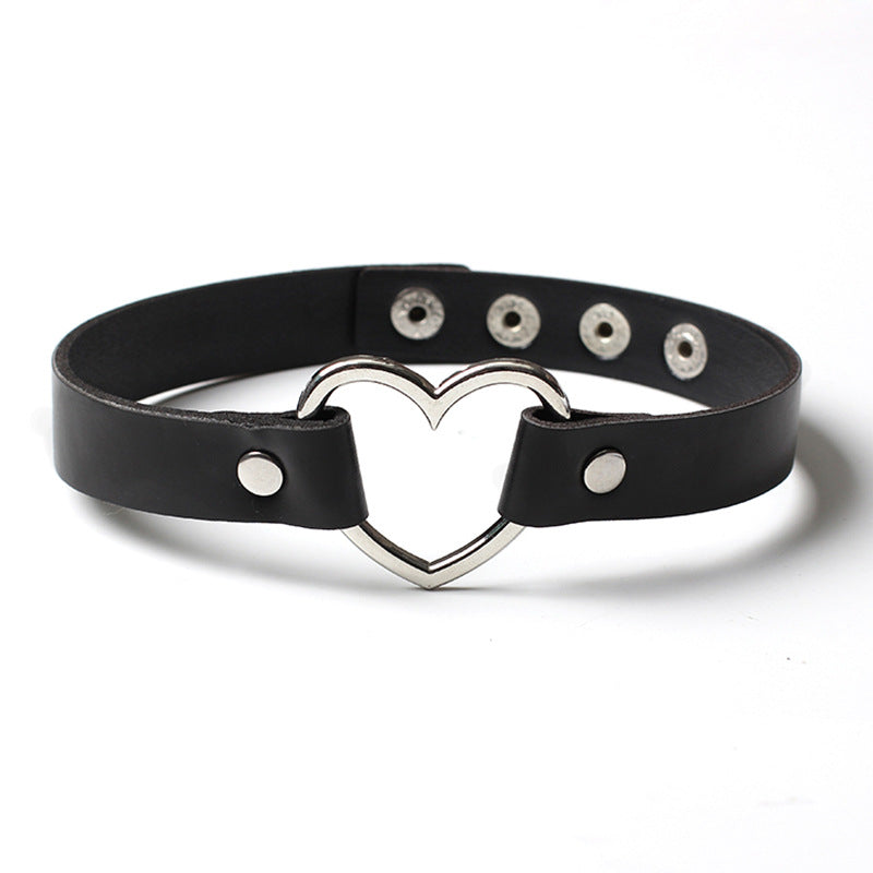 Retro Punk Streetwear Heart Shape Pu Leather Alloy Wholesale Choker