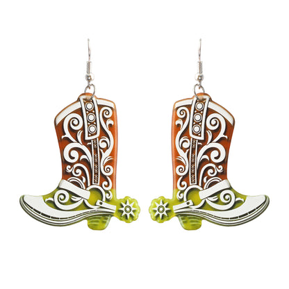 1 Pair Exaggerated Cowboy Style Boots Inlay Alloy Plastic Resin Drop Earrings