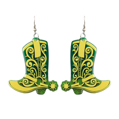 1 Pair Exaggerated Cowboy Style Boots Inlay Alloy Plastic Resin Drop Earrings