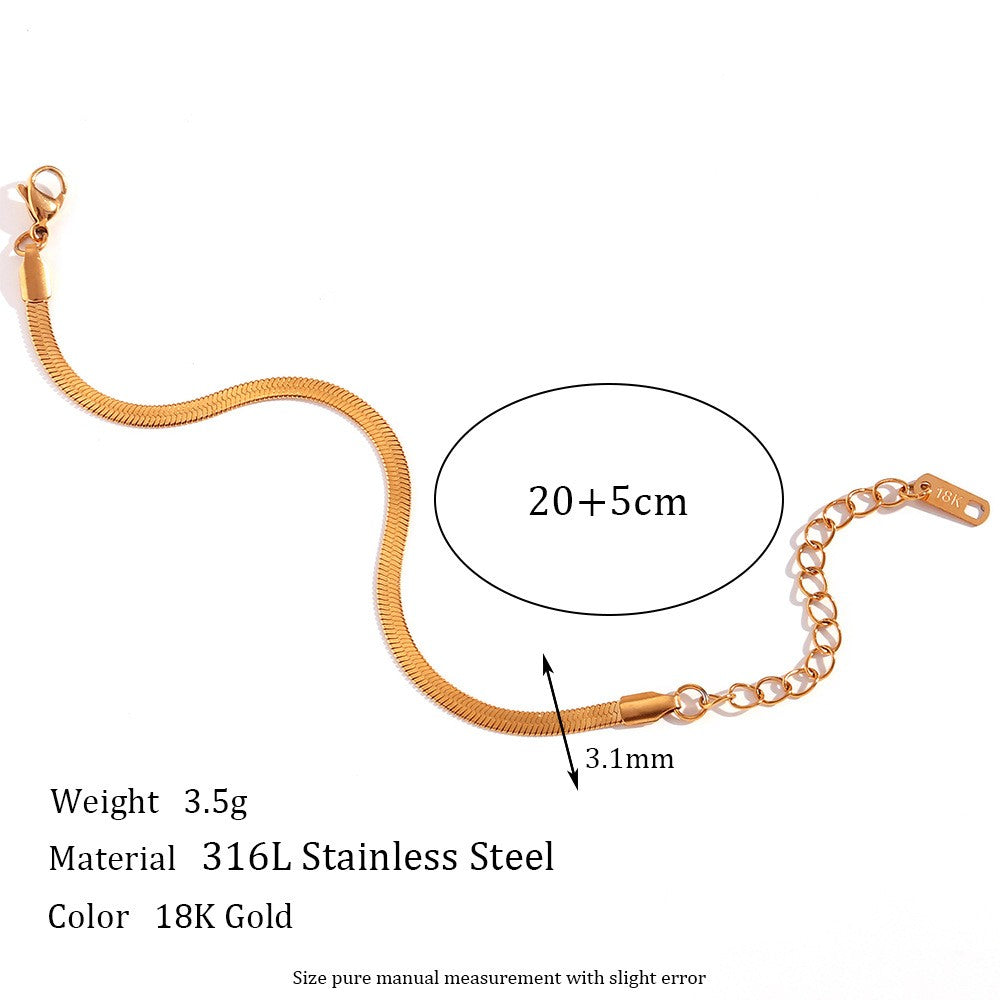 Simple Style Classic Style Solid Color 18k Gold Plated Stainless Steel Wholesale Anklet