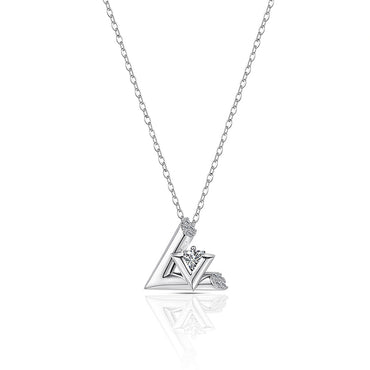 Elegant Luxurious Queen Triangle Sterling Silver Plating Inlay Zircon White Gold Plated Pendant Necklace