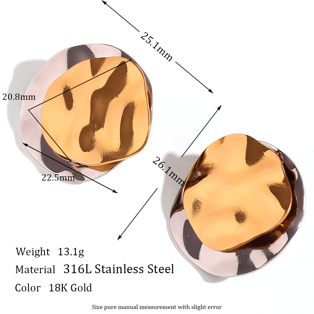 1 Pair Simple Style Classic Style Irregular Round Plating Stainless Steel 18k Gold Plated Ear Studs