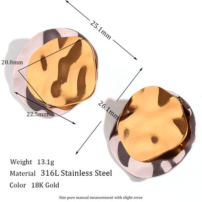 1 Pair Simple Style Classic Style Irregular Round Plating Stainless Steel 18k Gold Plated Ear Studs