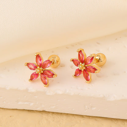 1 Pair Elegant Sweet Swan Flower Butterfly Plating Inlay Copper Zircon Gold Plated Ear Studs