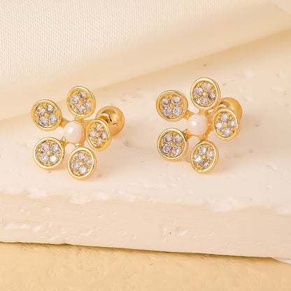 1 Pair Elegant Sweet Swan Flower Butterfly Plating Inlay Copper Zircon Gold Plated Ear Studs