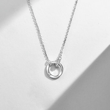 Ig Style Elegant Round Sterling Silver White Gold Plated Zircon Pendant Necklace In Bulk