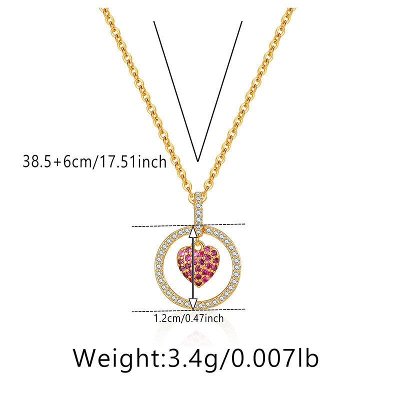 Elegant Heart Shape Copper Plating Inlay Zircon Pendant Necklace