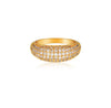 Lady Geometric Stainless Steel Plating Inlay Zircon 18k Gold Plated Rings