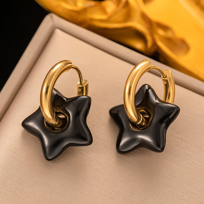 1 Pair Modern Style Star Plating 304 Stainless Steel 18K Gold Plated Drop Earrings