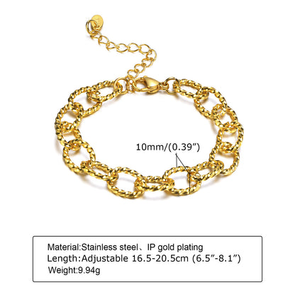 Retro Solid Color Stainless Steel Plating Inlay Zircon Gold Plated Bracelets