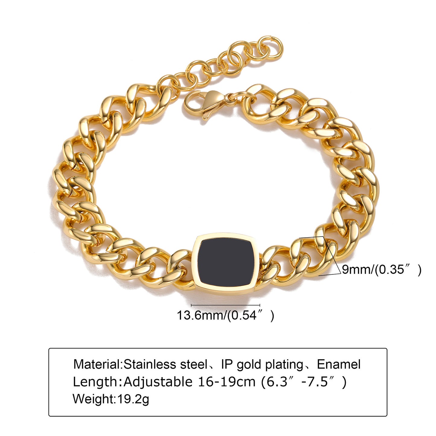 Retro Solid Color Stainless Steel Plating Inlay Zircon Gold Plated Bracelets