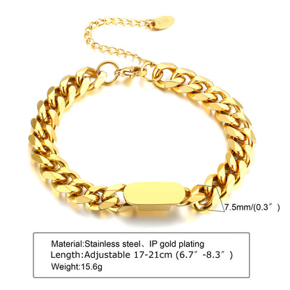 Retro Solid Color Stainless Steel Plating Inlay Zircon Gold Plated Bracelets