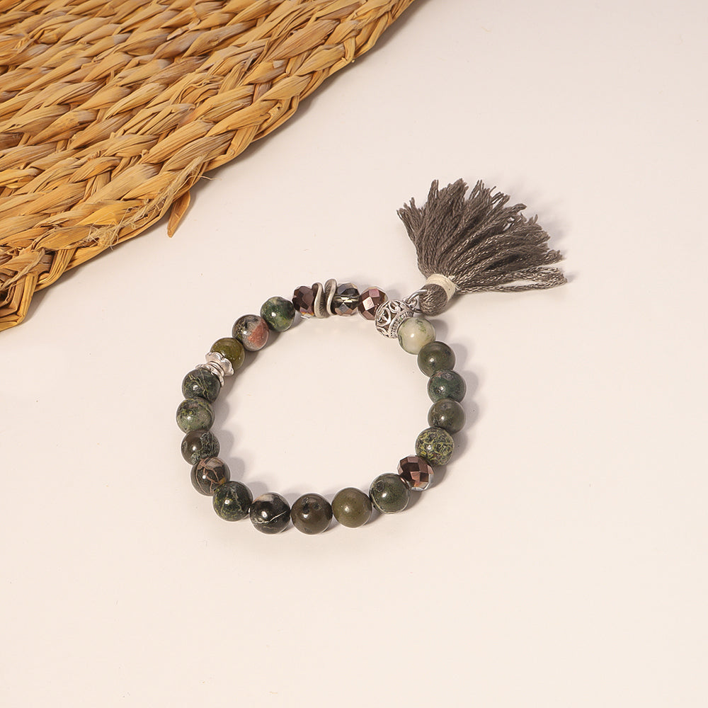 Wholesale Ethnic Style Bohemian Tassel Natural Stone Beaded Wristband