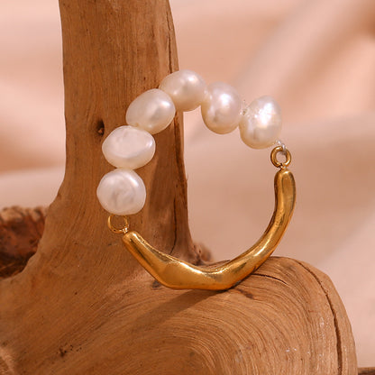 Vintage Style Classic Style Round Stainless Steel Pearl Plating 18k Gold Plated Rings