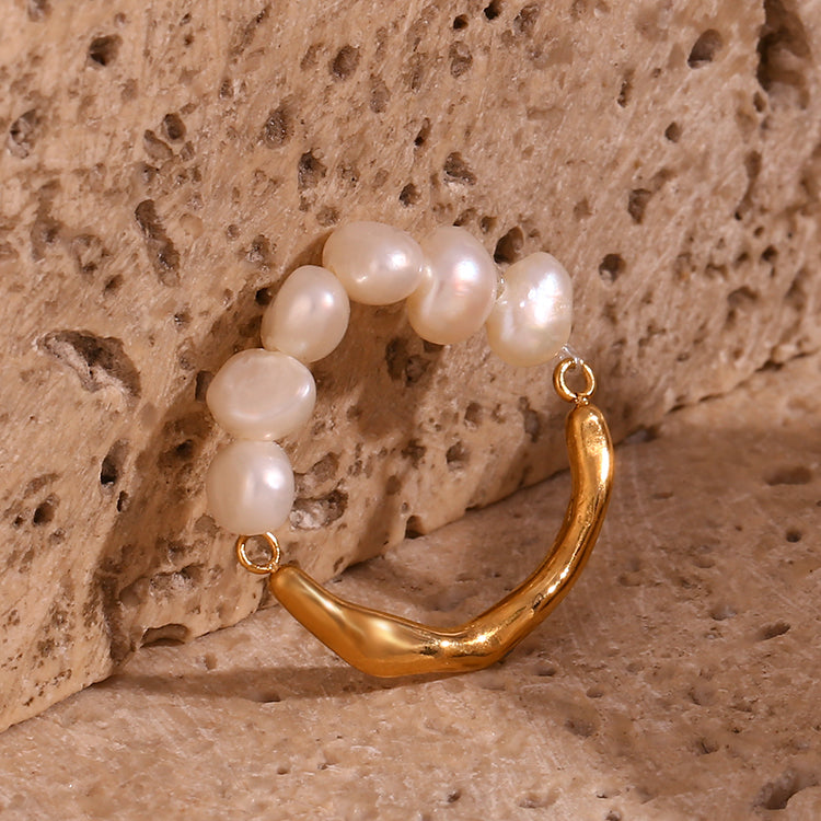 Vintage Style Classic Style Round Stainless Steel Pearl Plating 18k Gold Plated Rings