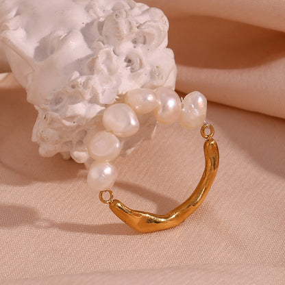 Vintage Style Classic Style Round Stainless Steel Pearl Plating 18k Gold Plated Rings