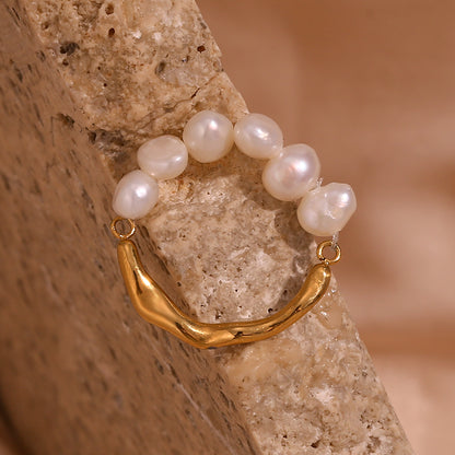 Vintage Style Classic Style Round Stainless Steel Pearl Plating 18k Gold Plated Rings