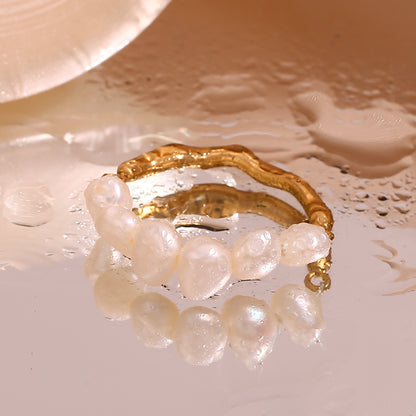 Vintage Style Classic Style Round Stainless Steel Pearl Plating 18k Gold Plated Rings