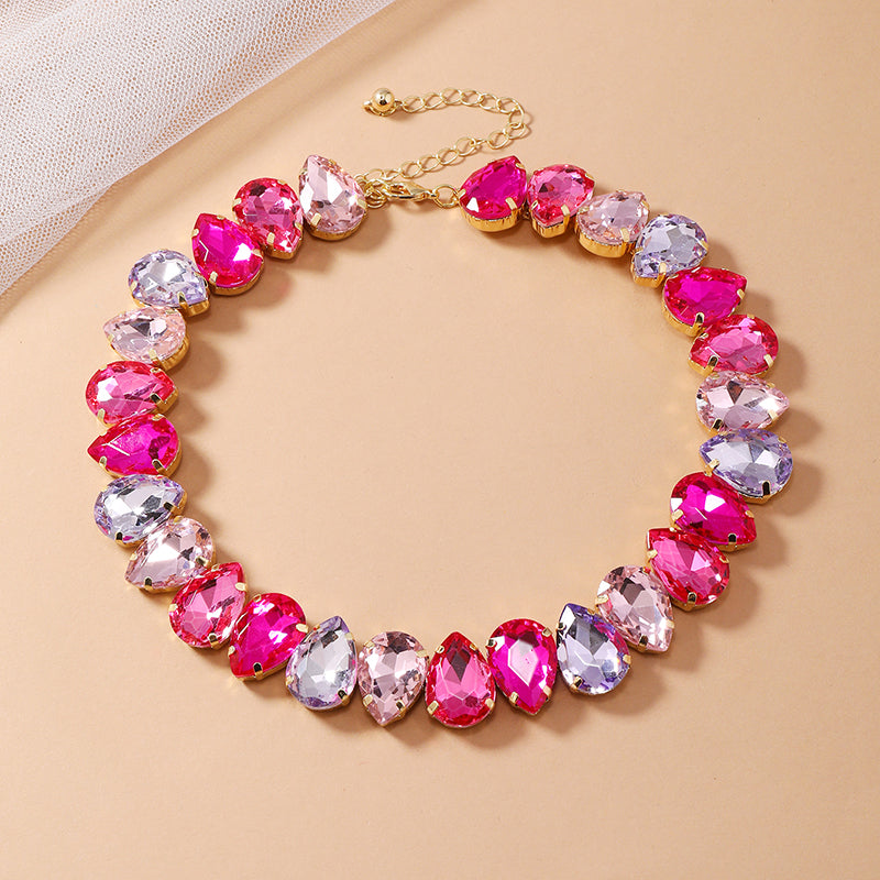 Simple Style Water Droplets Artificial Diamond Alloy Wholesale Necklace