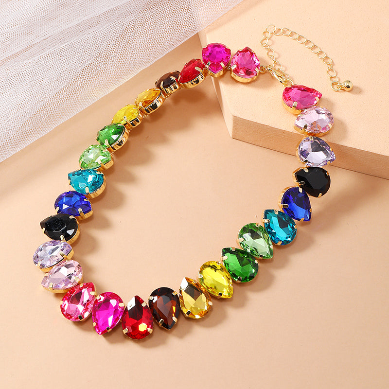 Simple Style Water Droplets Artificial Diamond Alloy Wholesale Necklace