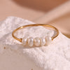 304 Stainless Steel Freshwater Pearl 18K Gold Plated Simple Style Beaded Plating Solid Color Rings