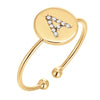 Modern Style Letter Copper Plating Inlay Artificial Diamond Open Rings