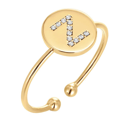 Modern Style Letter Copper Plating Inlay Artificial Diamond Open Rings