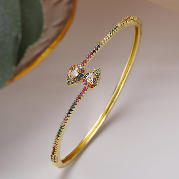 Simple Style Commute Water Droplets Copper Plating Inlay Zircon 18k Gold Plated White Gold Plated Bangle