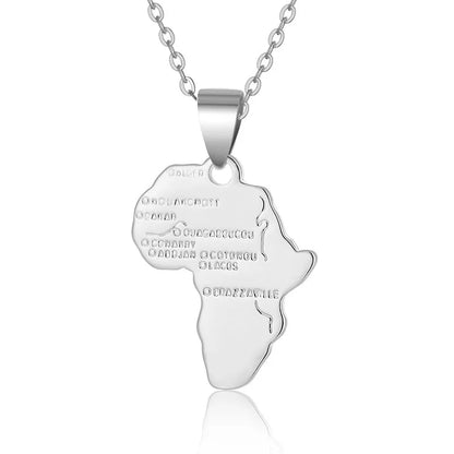 Modern Style Streetwear Map White Gold Plated Gold Plated Alloy Steel Iron Wholesale Pendant Necklace