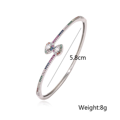 Simple Style Commute Water Droplets Copper Plating Inlay Zircon 18k Gold Plated White Gold Plated Bangle