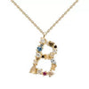 Classic Style Letter Copper Plating Inlay Artificial Gemstones Pendant Necklace