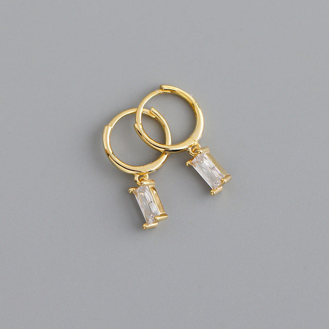 1 Pair Modern Style Square Inlay Copper Zircon Earrings