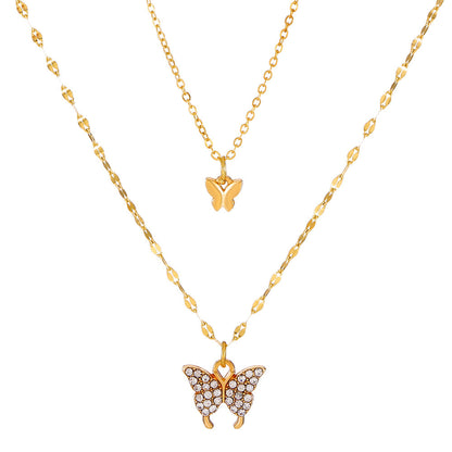 Modern Style Butterfly Artificial Gemstones Alloy Wholesale Pendant Necklace