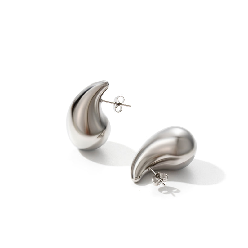 1 Pair Elegant Simple Style Water Droplets Stainless Steel Ear Studs